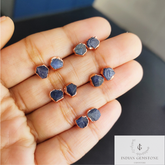 Raw Sapphire Gemstone Stud Earrings, Rose Gold Plated Stud Earrings, Birthstone Stud Earring, Boho Jewelry, Healing Crystal Earrings Jewelry